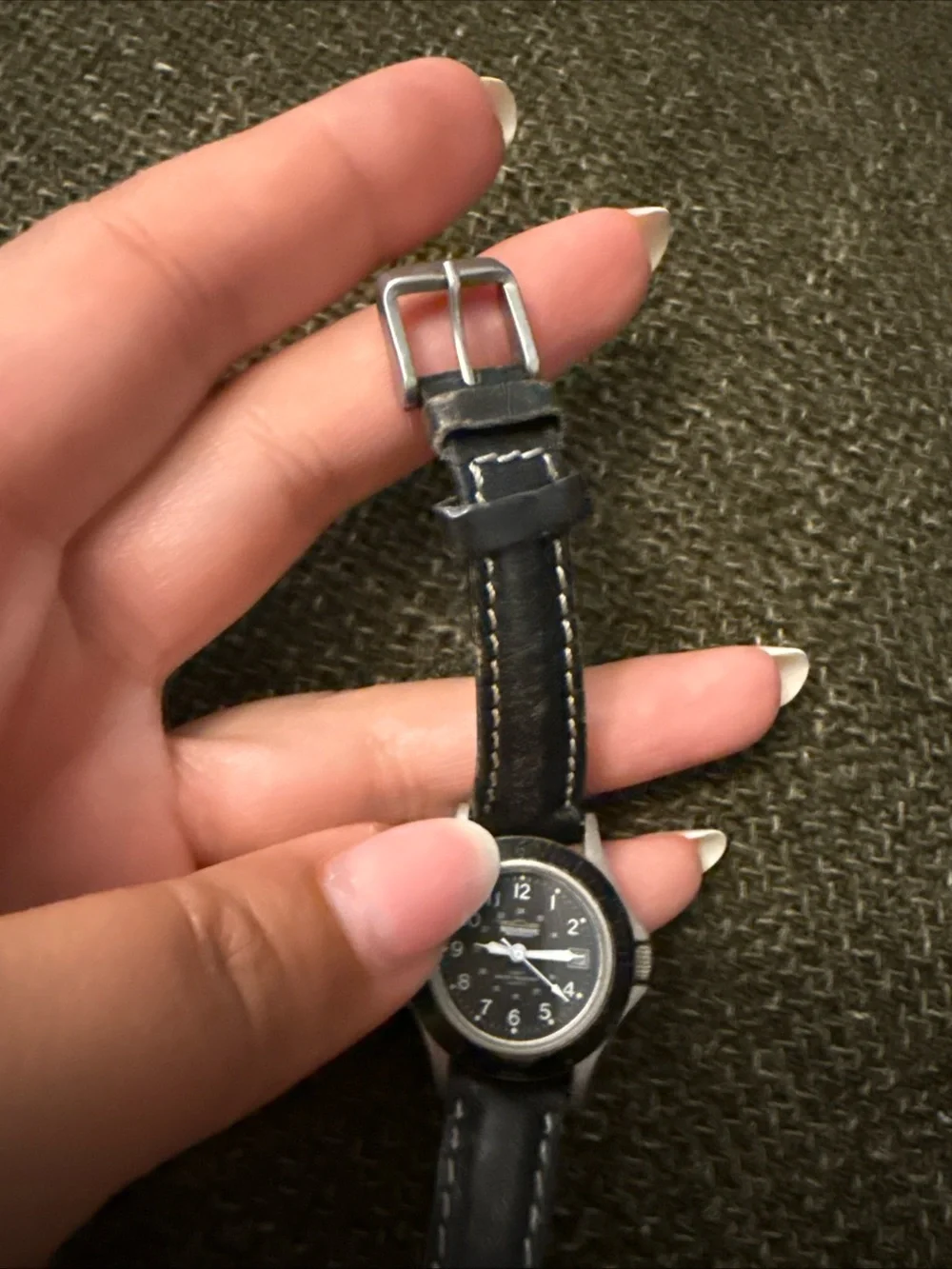 Wolverine Black Dial Black Leather Strap Field Watch